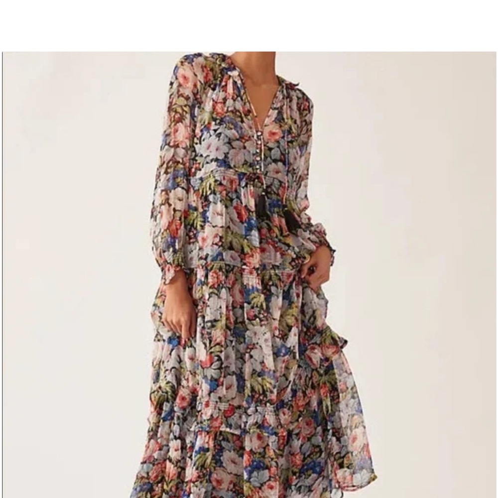 Anthropologie Floral Long Sleeve Maxi Dress